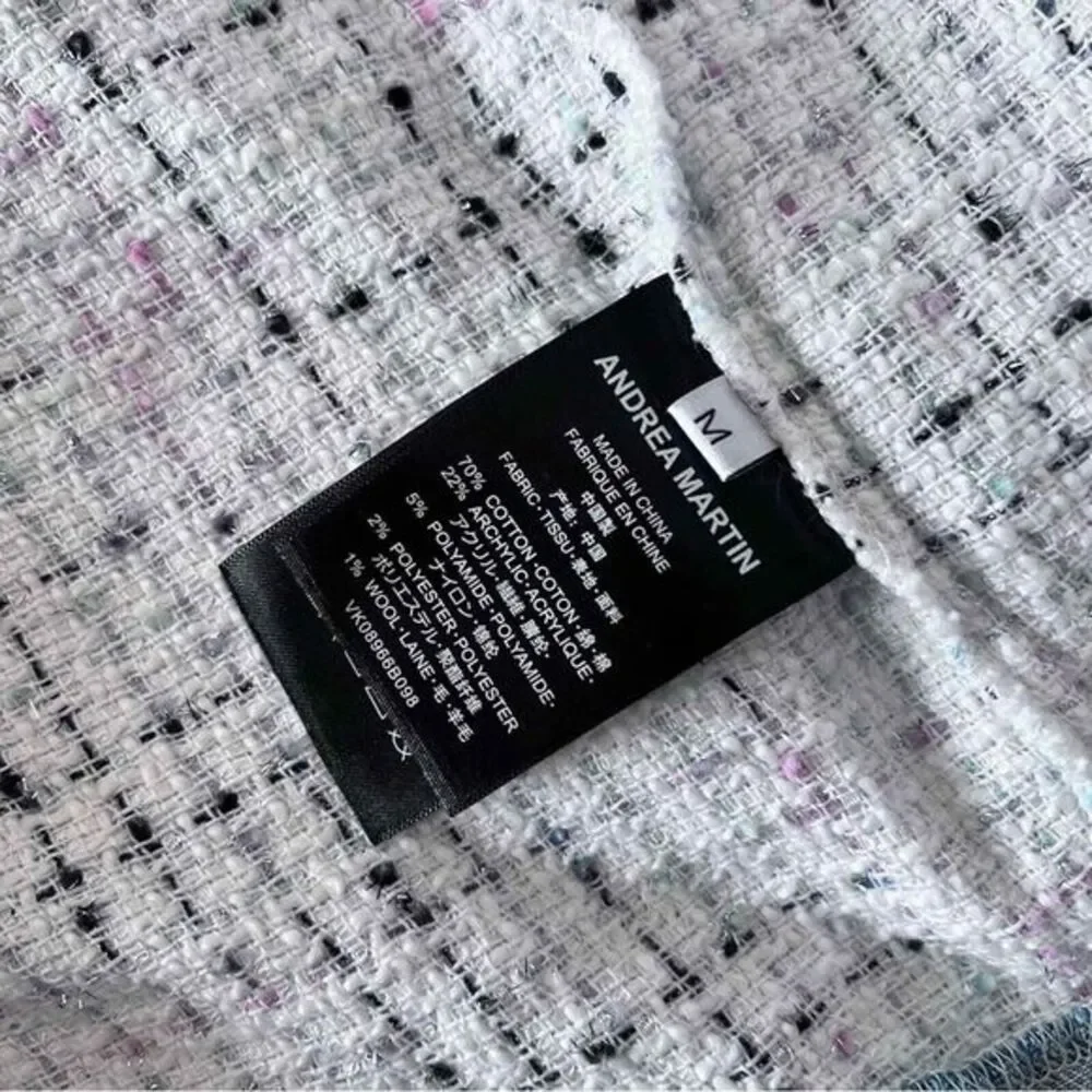 ANDREA MARTIN‎ Tweed Joint Denim Shirt size MEDIUM - Picture 5 of 8